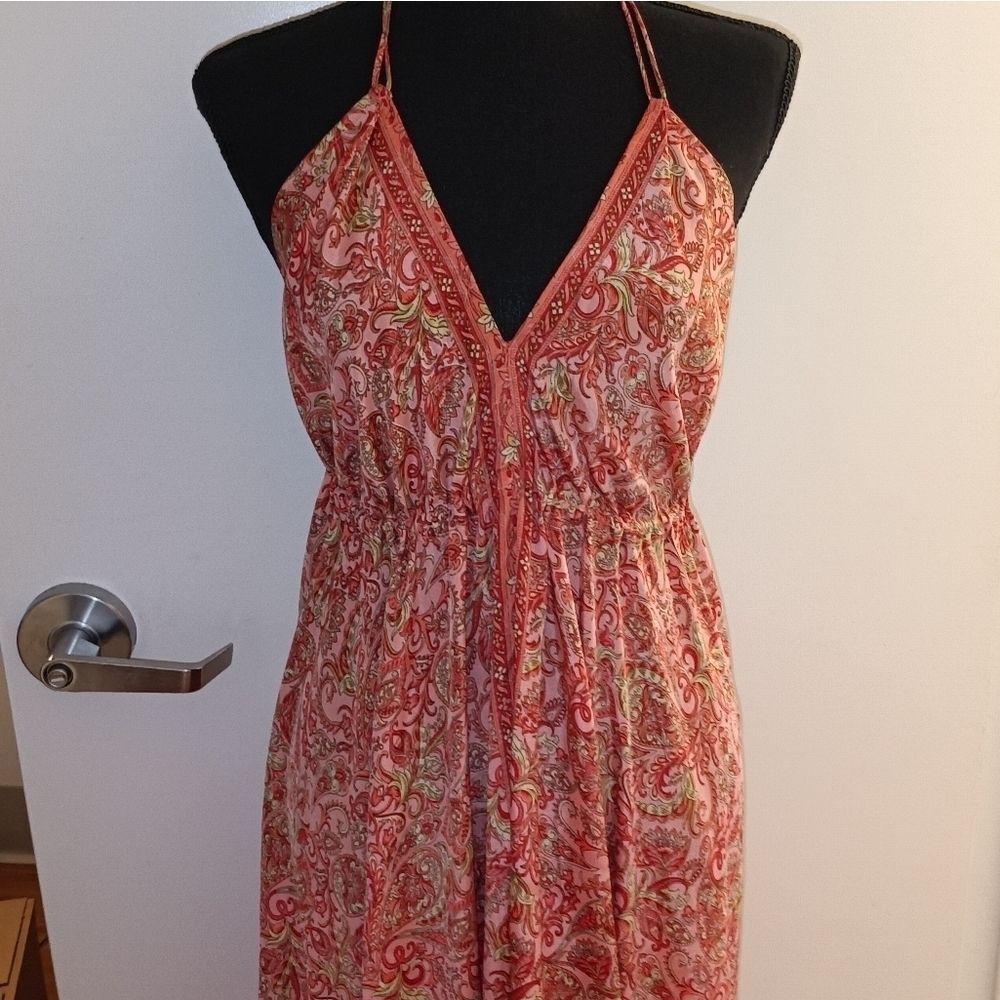 Paisley Silk Halter Dress